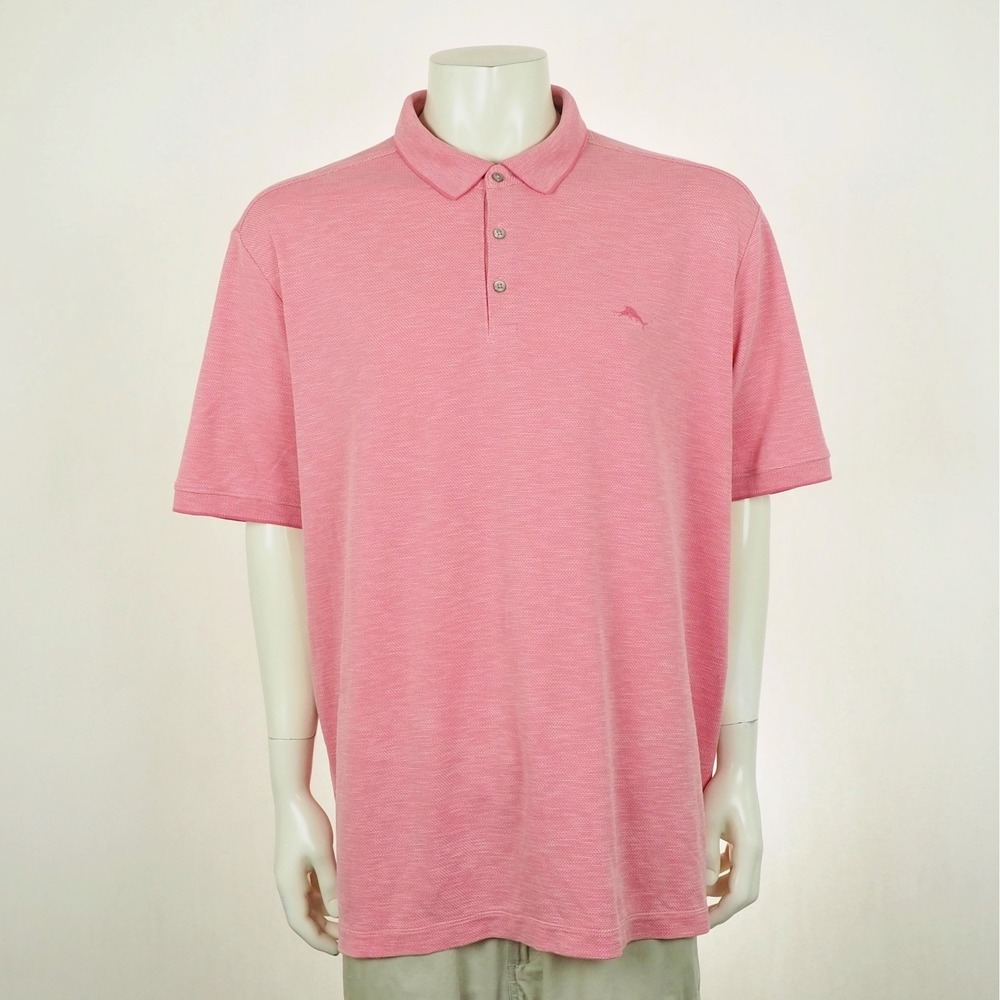 Tommy Bahama Via Verde IslandZone Polo Shirt Mens 3XL XXXL Heather Pink Travel